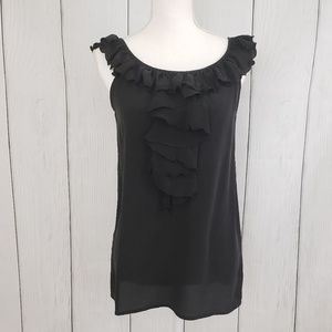 Anthropologie Filtre Black Ruffle Sleeveless Top